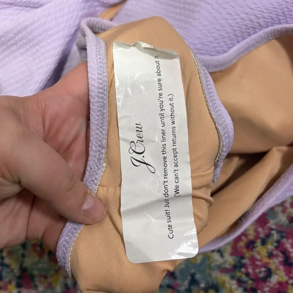 J Crew Ruched One-shoulder One-piece Swimsuit Sz 22 2X Textured Lilac Purple NWT